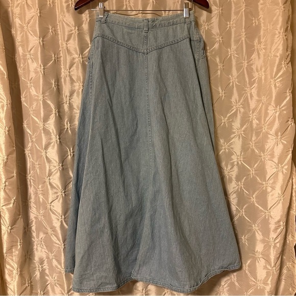 VTG 80s Blue Denim Button Front Maxi Jean Skirt Vintage Abiatti Collection - Picture 3 of 9